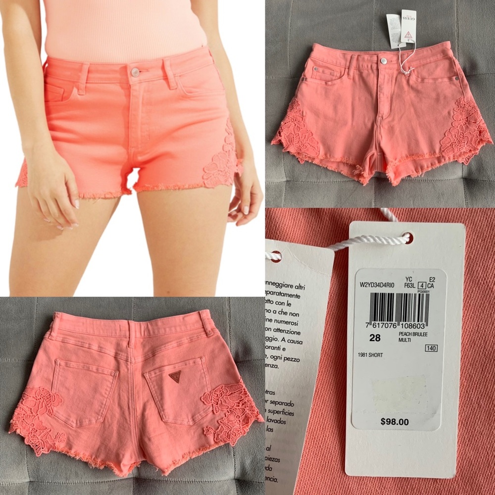 NWT GUESS 1981 Short Floral Side Lace